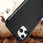 For iPhone 12 Pro/12 Anti-scratch Durable Shockproof Dustproof Phone Bag Covering Slide Card Slot Plastic + TPU Hybrid Shell Phone Cover Case