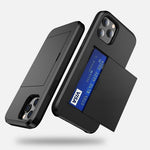 For iPhone 12 Pro/12 Anti-scratch Durable Shockproof Dustproof Phone Bag Covering Slide Card Slot Plastic + TPU Hybrid Shell Phone Cover Case