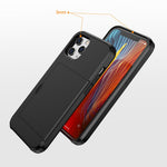 For iPhone 12 Pro/12 Anti-scratch Durable Shockproof Dustproof Phone Bag Covering Slide Card Slot Plastic + TPU Hybrid Shell Phone Cover Case