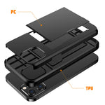 For iPhone 12 Pro/12 Anti-scratch Durable Shockproof Dustproof Phone Bag Covering Slide Card Slot Plastic + TPU Hybrid Shell Phone Cover Case