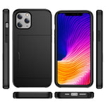 For iPhone 12 Pro/12 Anti-scratch Durable Shockproof Dustproof Phone Bag Covering Slide Card Slot Plastic + TPU Hybrid Shell Phone Cover Case