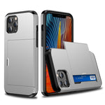 For iPhone 12 Pro/12 Anti-scratch Durable Shockproof Dustproof Phone Bag Covering Slide Card Slot Plastic + TPU Hybrid Shell Phone Cover Case