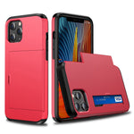 For iPhone 12 Pro/12 Anti-scratch Durable Shockproof Dustproof Phone Bag Covering Slide Card Slot Plastic + TPU Hybrid Shell Phone Cover Case