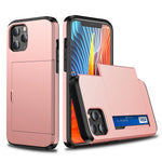 For iPhone 12 Pro/12 Anti-scratch Durable Shockproof Dustproof Phone Bag Covering Slide Card Slot Plastic + TPU Hybrid Shell Phone Cover Case