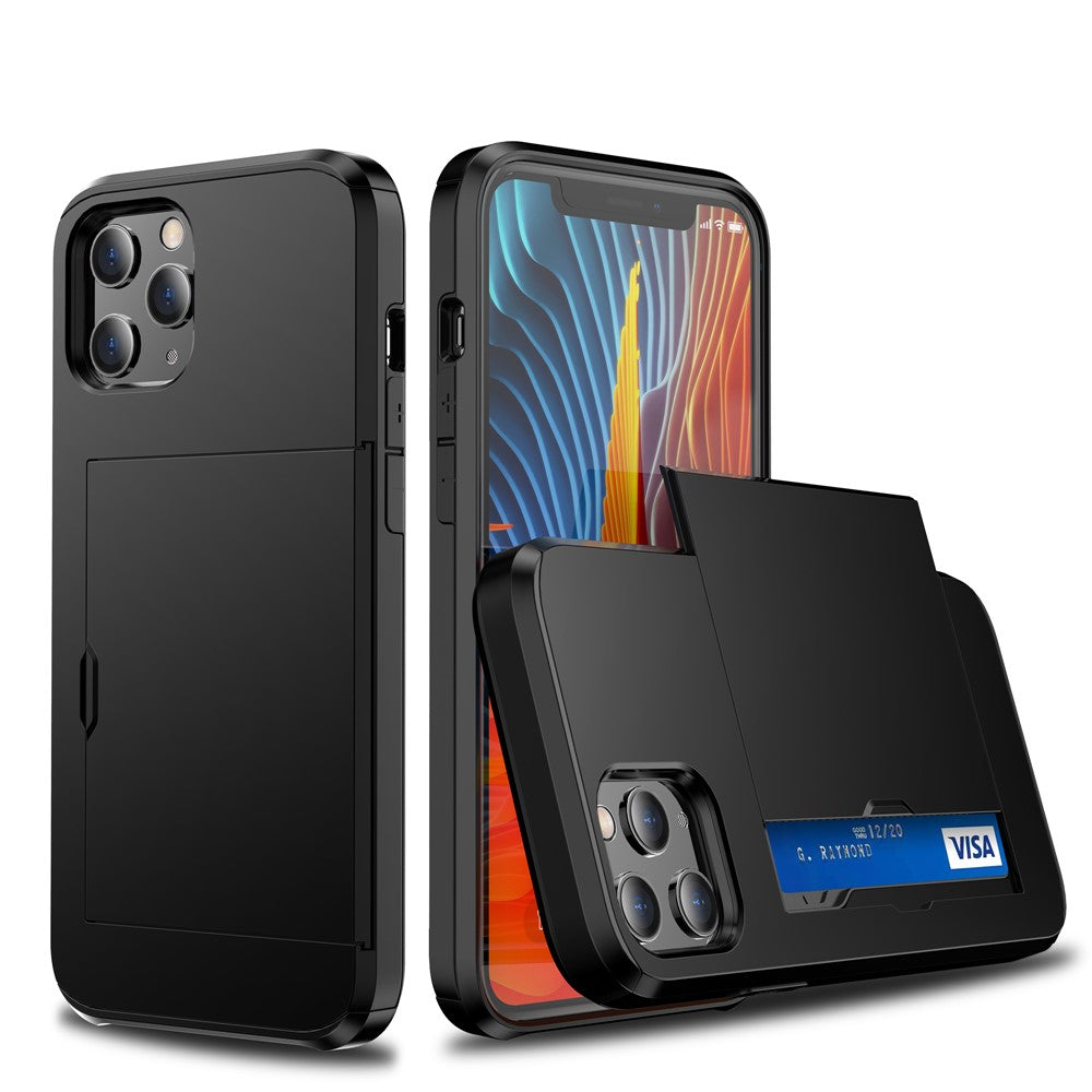 Slide Card Slot Plastic + TPU Combo Case for iPhone 12 mini Cell Phone Accessory