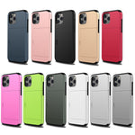 Slide Card Slot Plastic + TPU Combo Case for iPhone 12 mini Cell Phone Accessory