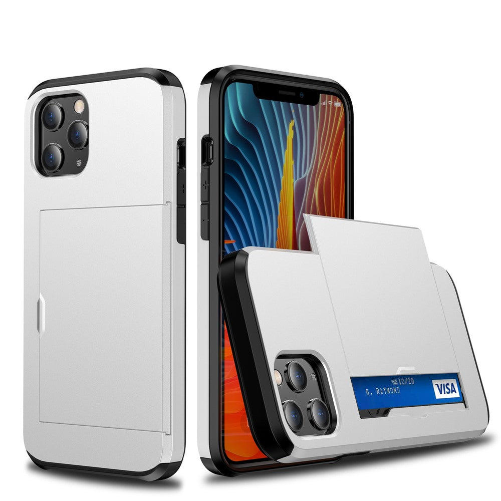 Slide Card Slot Plastic + TPU Combo Case for iPhone 12 mini Cell Phone Accessory