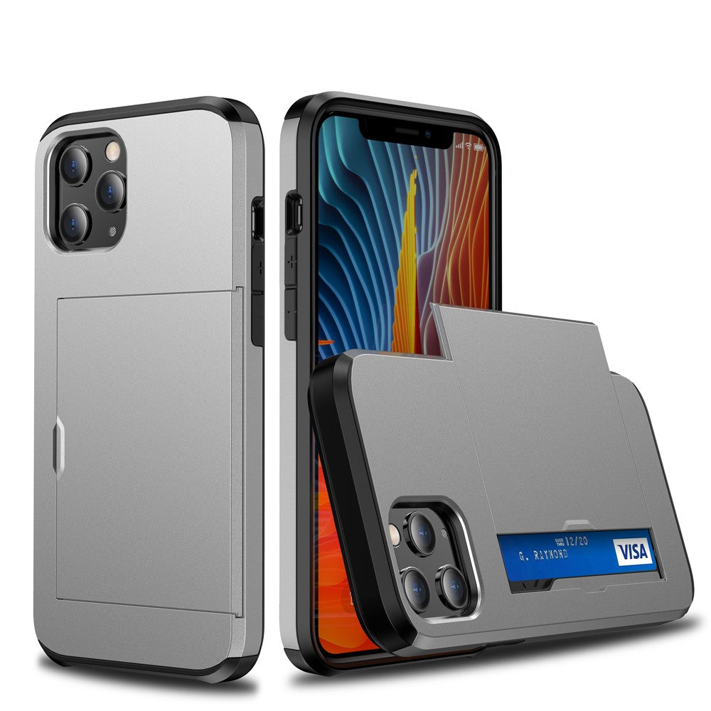 Slide Card Slot Plastic + TPU Combo Case for iPhone 12 mini Cell Phone Accessory