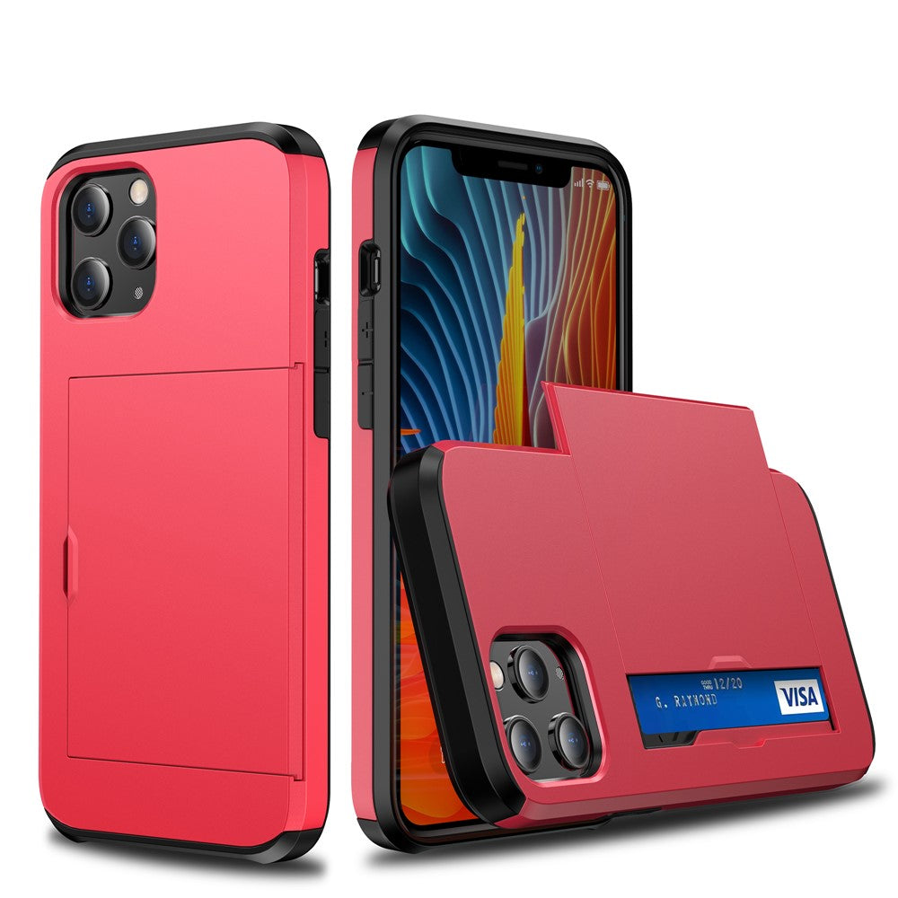 Slide Card Slot Plastic + TPU Combo Case for iPhone 12 mini Cell Phone Accessory