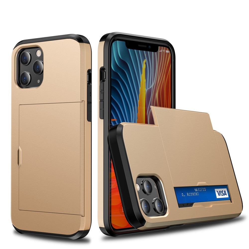 Slide Card Slot Plastic + TPU Combo Case for iPhone 12 mini Cell Phone Accessory