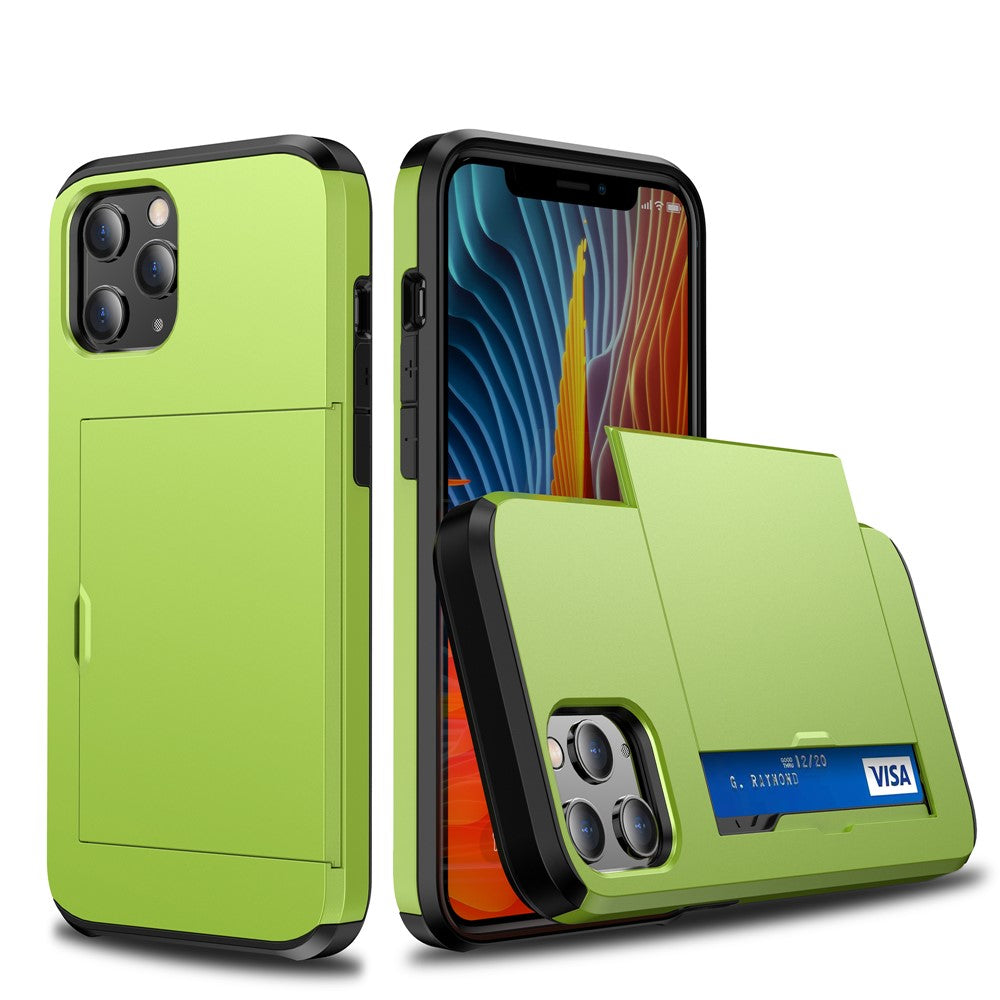 Slide Card Slot Plastic + TPU Combo Case for iPhone 12 mini Cell Phone Accessory