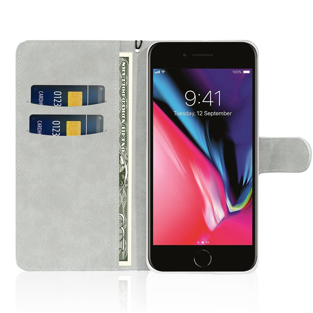 Glittery Powder Splicing Wallet Stand læderetui til iPhone SE (2020)/SE (2022)/8/7 4.7 tommer