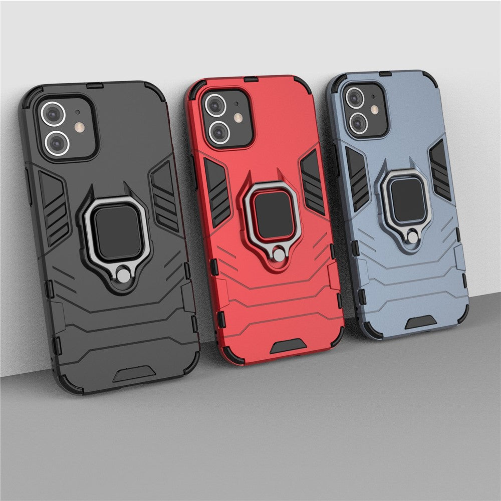 Cool Guard Finger Ring Kickstand PC + TPU Hybrid Shell for iPhone 12 Pro/12