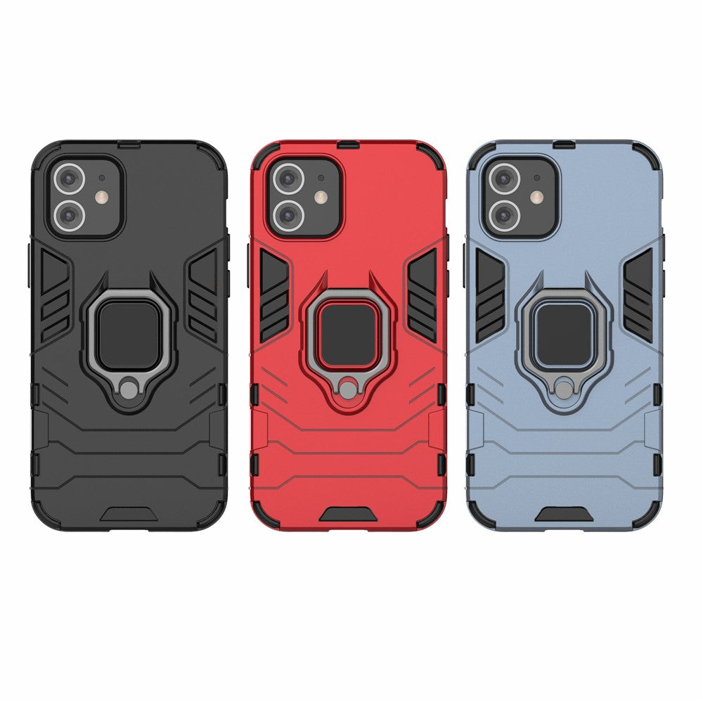 Cool Guard Finger Ring Kickstand PC + TPU Hybrid Shell for iPhone 12 Pro/12