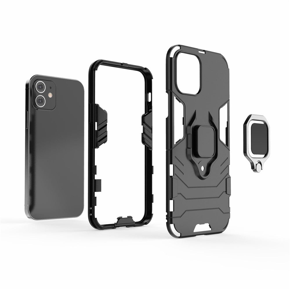Cool Guard Finger Ring Kickstand PC + TPU Hybrid Shell for iPhone 12 Pro/12
