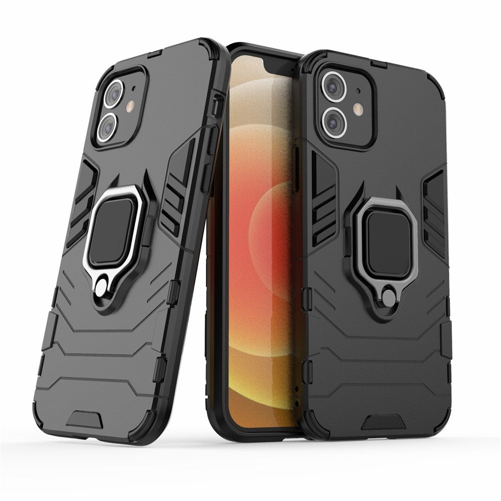 Cool Guard Finger Ring Kickstand PC + TPU Hybrid Shell for iPhone 12 Pro/12
