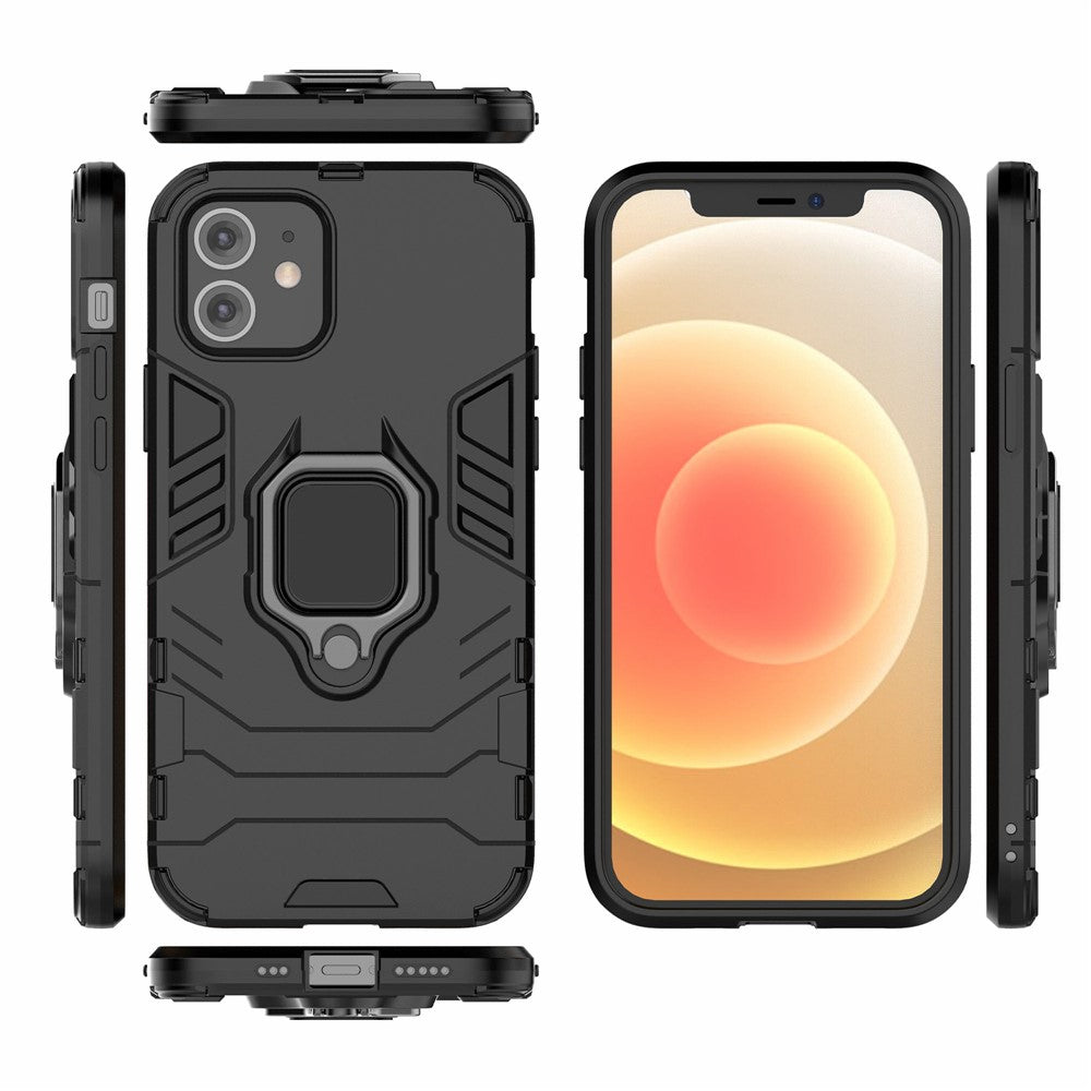 Cool Guard Finger Ring Kickstand PC + TPU Hybrid Shell for iPhone 12 Pro/12