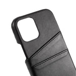 Double Card Slots PU Leather Coated PC Cover for iPhone 12 mini 5.4 inch