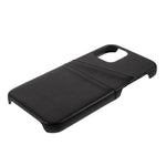 Double Card Slots PU Leather Coated PC Cover for iPhone 12 mini 5.4 inch