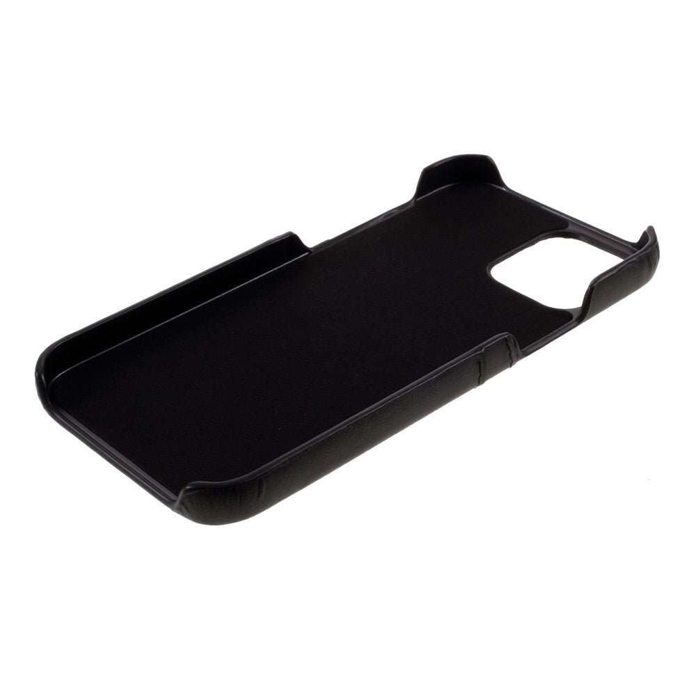 Double Card Slots PU Leather Coated PC Cover for iPhone 12 mini 5.4 inch