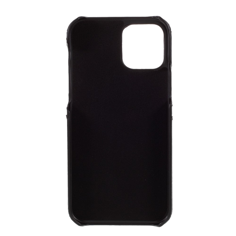 Double Card Slots PU Leather Coated PC Cover for iPhone 12 Pro Max 6.7-inch