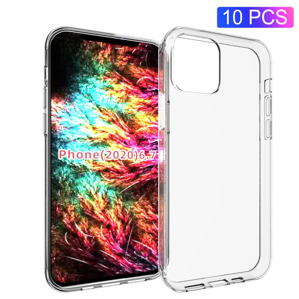 10 stk/pakke blødt TPU-bagcover med indvendig vandmærkefri belægning til iPhone 12 Pro Max 6,7 tommer