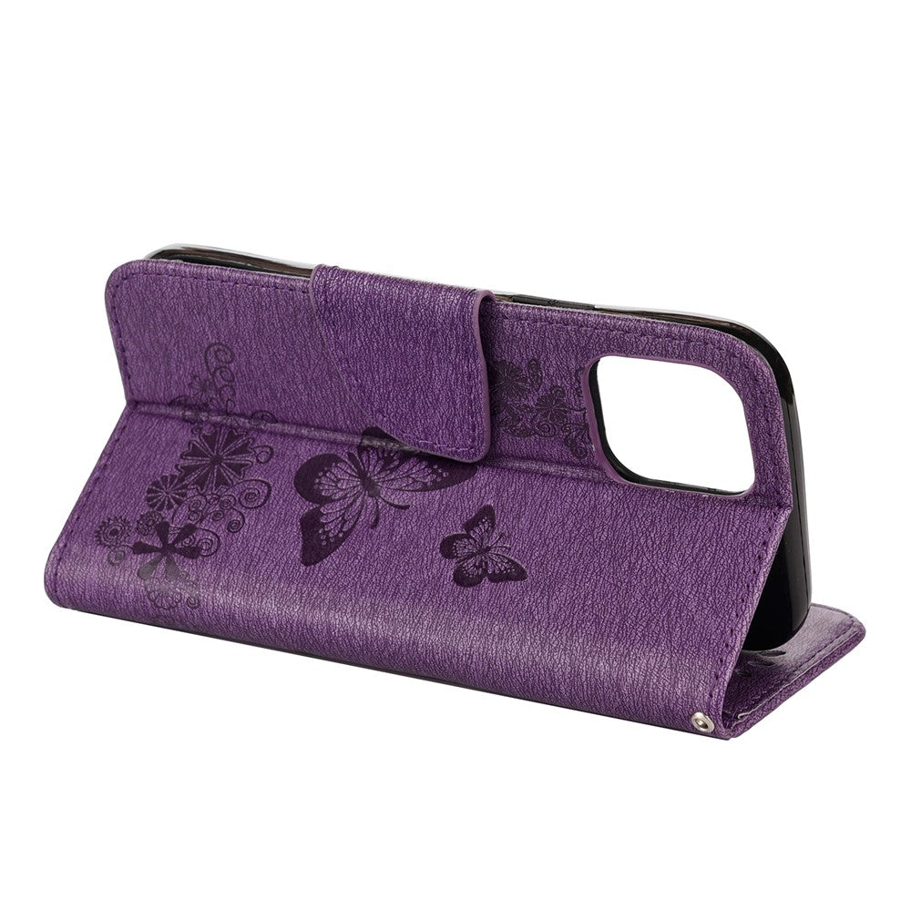 Imprint Flower Butterfly Leather Wallet Case for iPhone 12 Pro/12