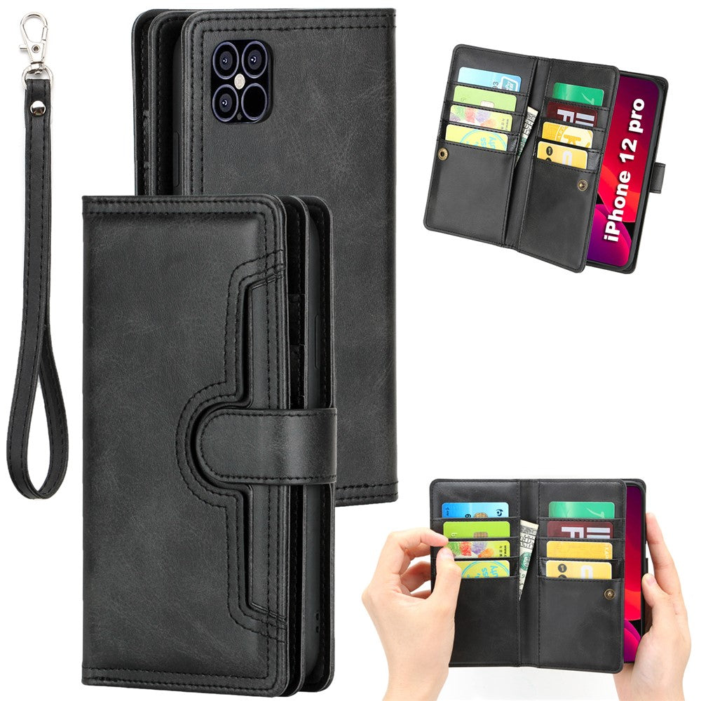 Anti-scratch Shockproof Multiple Card Slots Split Leather Phone Cover Phone Bag Case for iPhone 12 Pro/12