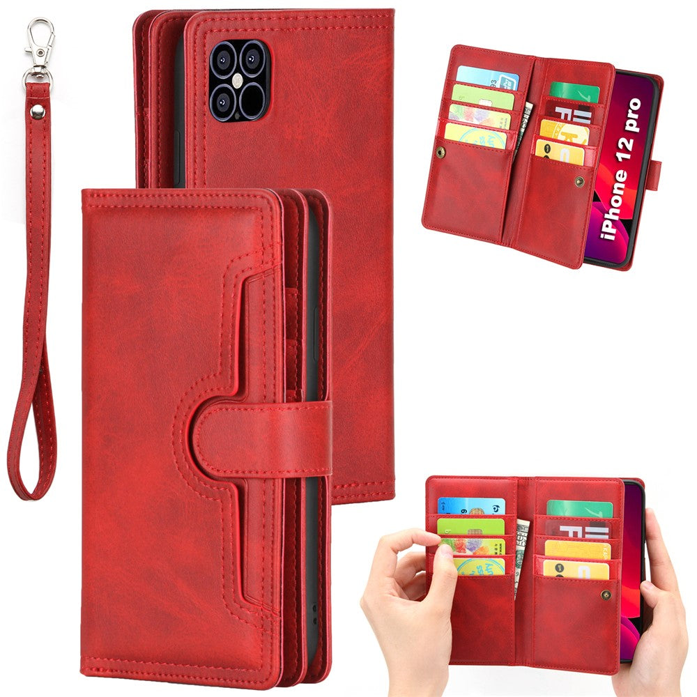 Anti-scratch Shockproof Multiple Card Slots Split Leather Phone Cover Phone Bag Case for iPhone 12 Pro/12