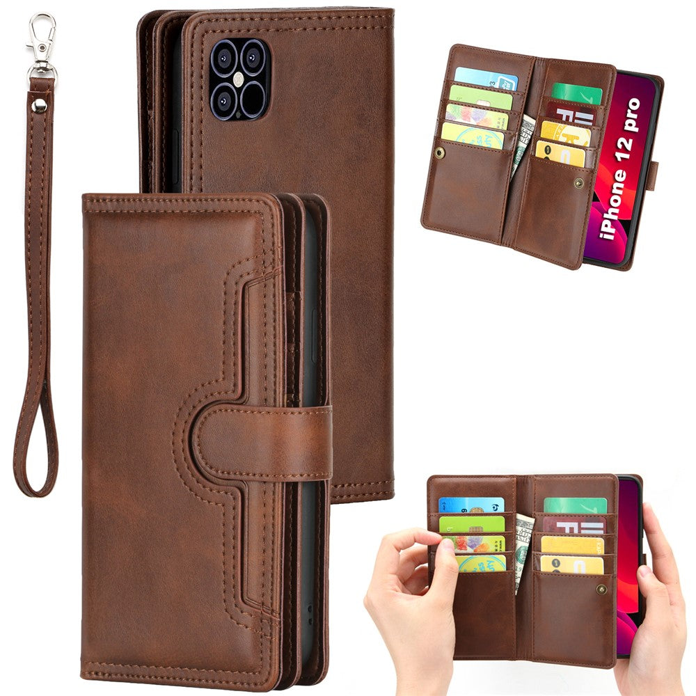 Anti-scratch Shockproof Multiple Card Slots Split Leather Phone Cover Phone Bag Case for iPhone 12 Pro/12