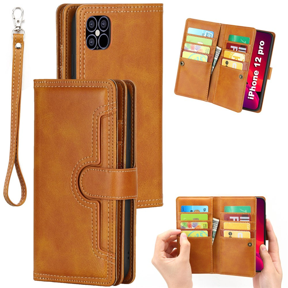 Anti-scratch Shockproof Multiple Card Slots Split Leather Phone Cover Phone Bag Case for iPhone 12 Pro/12