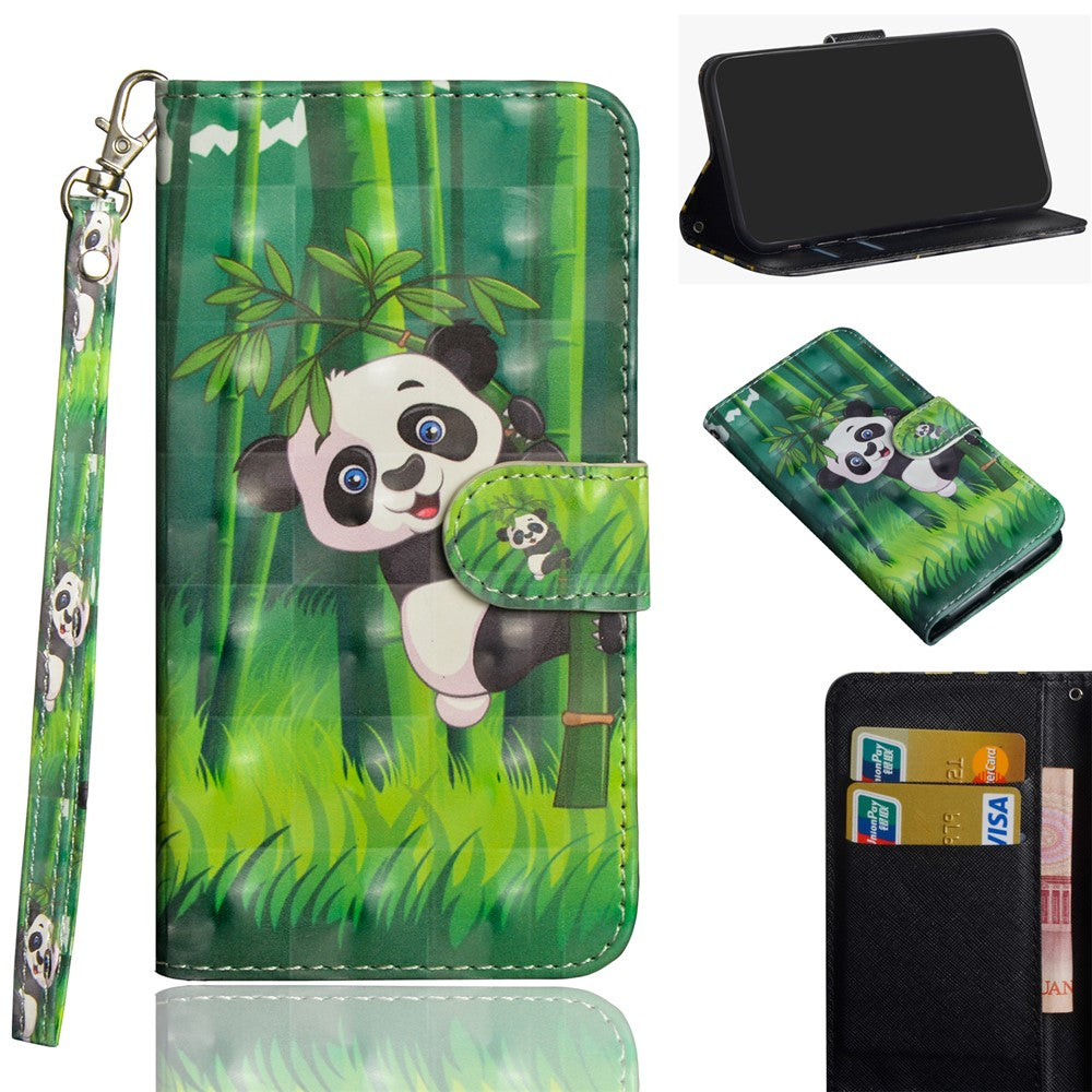 Light Spot Decor Pattern Printing Wallet Stand Leather Case with Strap for iPhone 12 mini