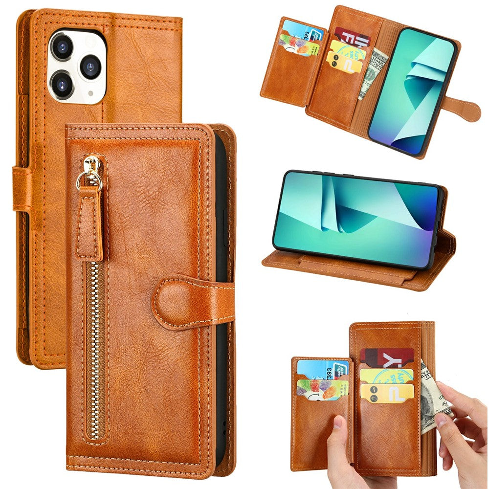 Läderfodral med blixtlås och plånboksfodral till iPhone 12 Pro/12