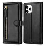 Zipper Pocket Leather Stand Case with Card Slots for iPhone 12 Pro Max 6.7 inch