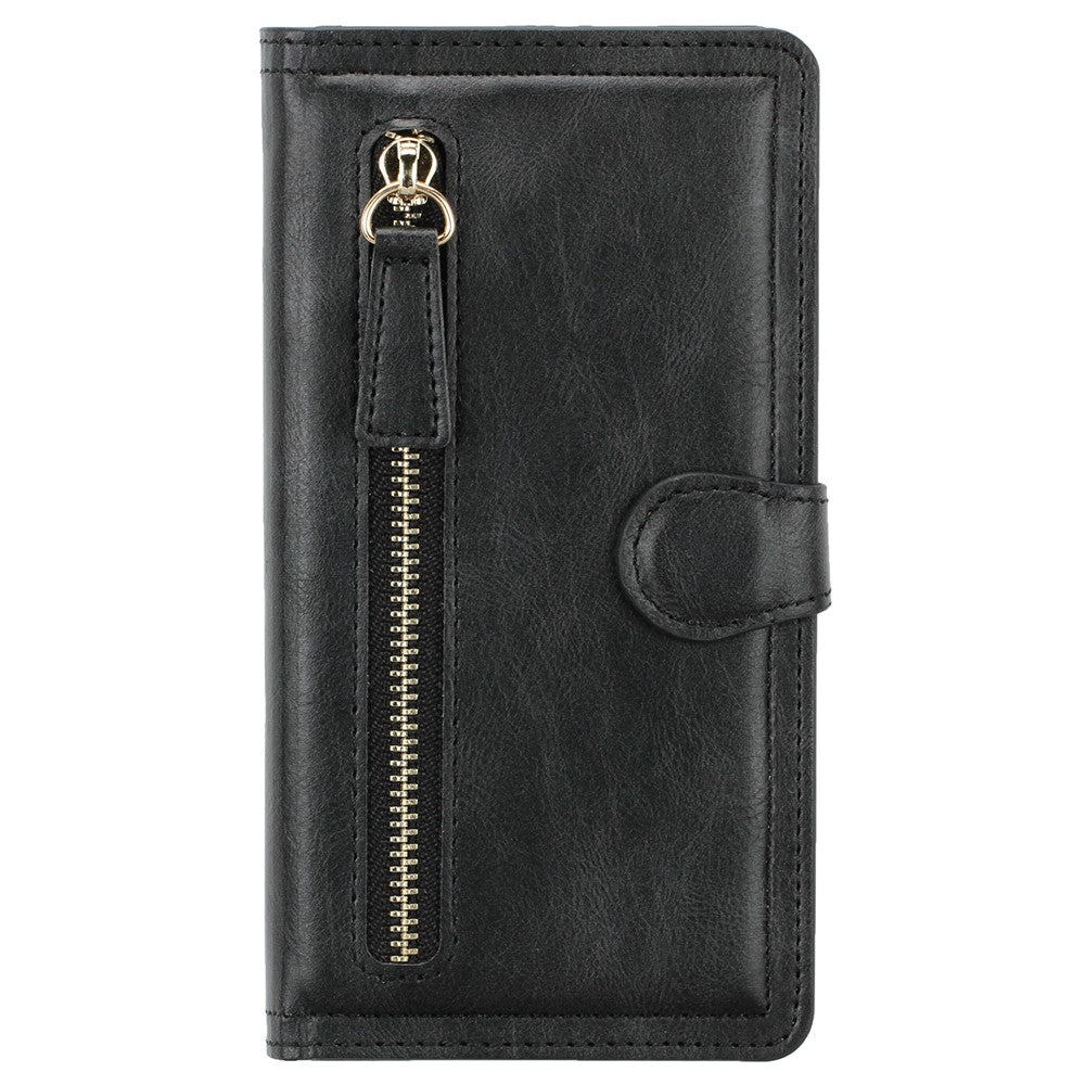 Zipper Pocket Leather Stand Case with Card Slots for iPhone 12 Pro Max 6.7 inch