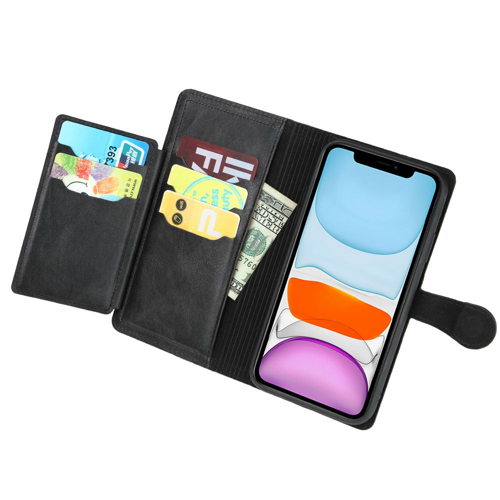 Zipper Pocket Leather Stand Case with Card Slots for iPhone 12 Pro Max 6.7 inch
