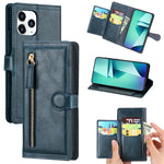 Zipper Pocket Leather Stand Case with Card Slots for iPhone 12 Pro Max 6.7 inch