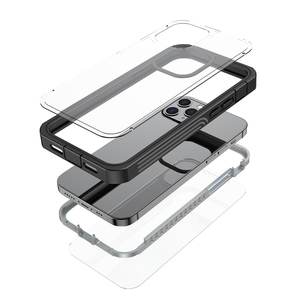 For iPhone 12 Pro Max 6.7 inch Full-body Protection Hard PC Phone Case Cover with PET Screen Protector