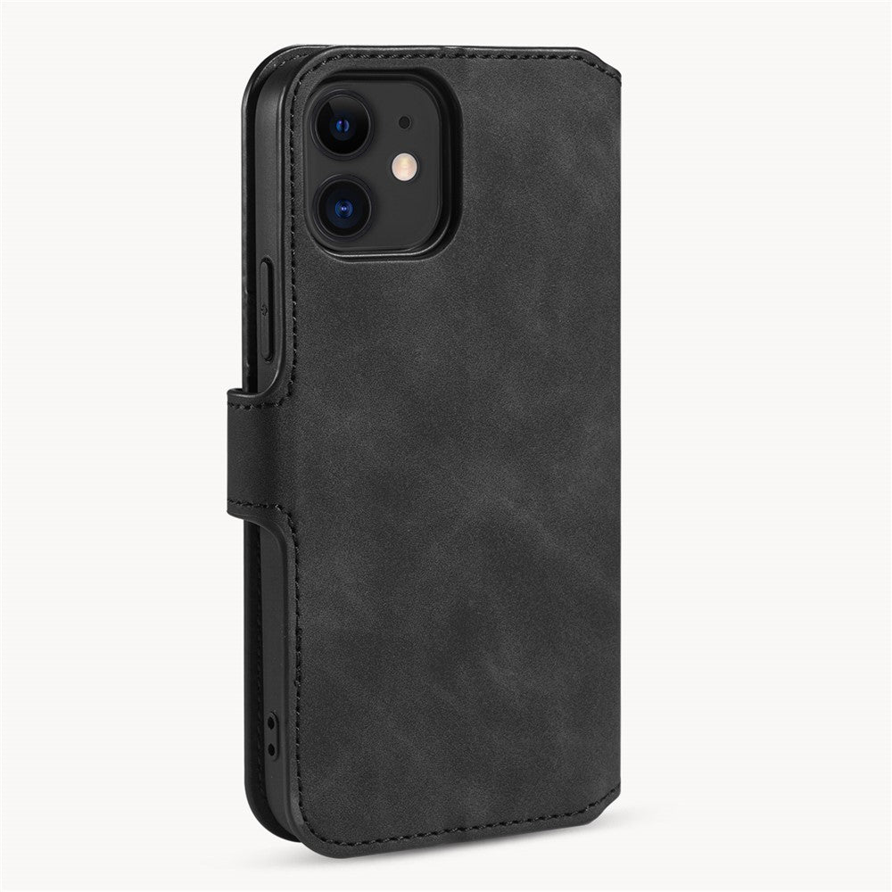 DG.MING Retro Style Leather Wallet Stand Case for iPhone 12 mini