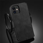 DG.MING Retro Style Leather Wallet Stand Case for iPhone 12 mini