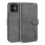 DG.MING Retro Style Leather Wallet Stand Case for iPhone 12 mini