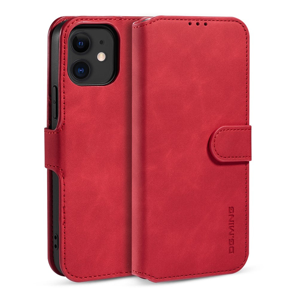 DG.MING Retro Style Leather Wallet Stand Case for iPhone 12 mini