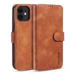 DG.MING Retro Style Leather Wallet Stand Case for iPhone 12 mini