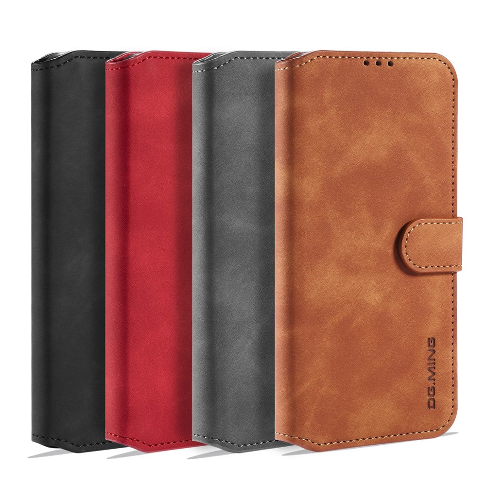 DG.MING Retro Style Leather Wallet Shell for iPhone 12 Pro/12
