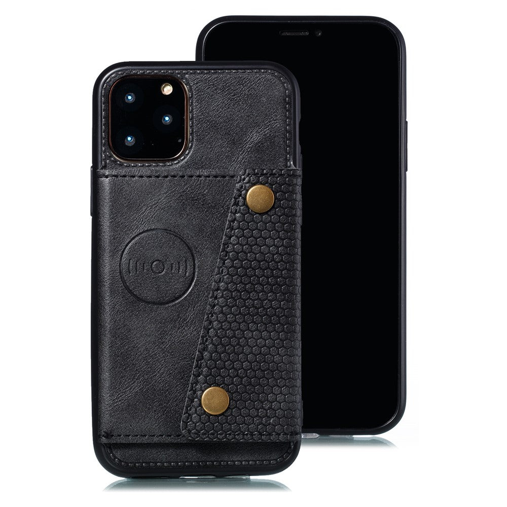 PU Leather Coated TPU Cover [Built-in Vehicle Magnetic Sheet] for iPhone 12 Pro/12