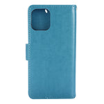 Imprint Butterfly Flower Leather Case with Strap for iPhone 12 mini