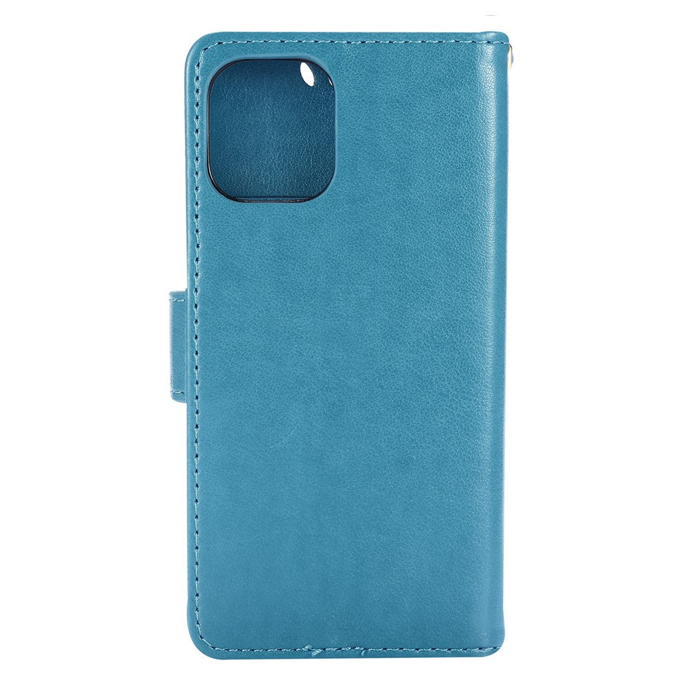 Imprint Butterfly Flower Leather Case with Strap for iPhone 12 mini