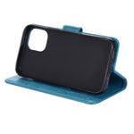 Imprint Butterfly Flower Leather Case with Strap for iPhone 12 mini