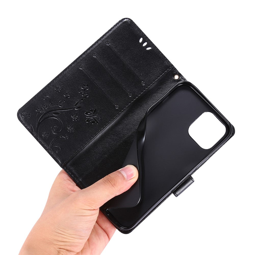 Imprint Butterfly Flower Leather Cover with Wallet for iPhone 12 Pro/12