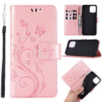 Imprint Butterfly Flower Leather Cover with Wallet for iPhone 12 Pro/12
